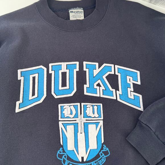 Vtg 90’s Marathon Duke Blue Crewneck Sweatshirt Cotton Exchange USA Large - Picture 4 of 7